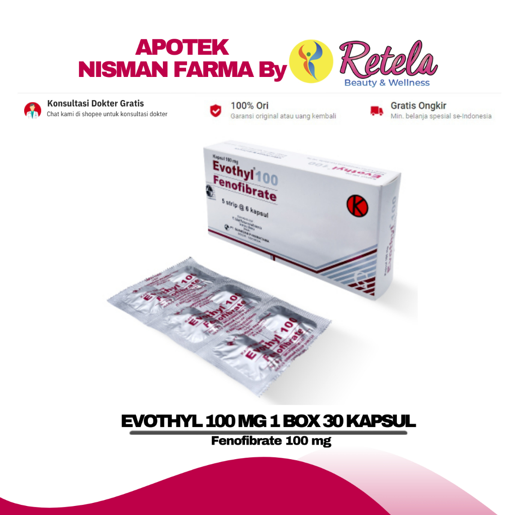 EVOTHYL 100 MG 1 BOX 30 KAPSUL  ( FENOFIBRATE 100 MG )