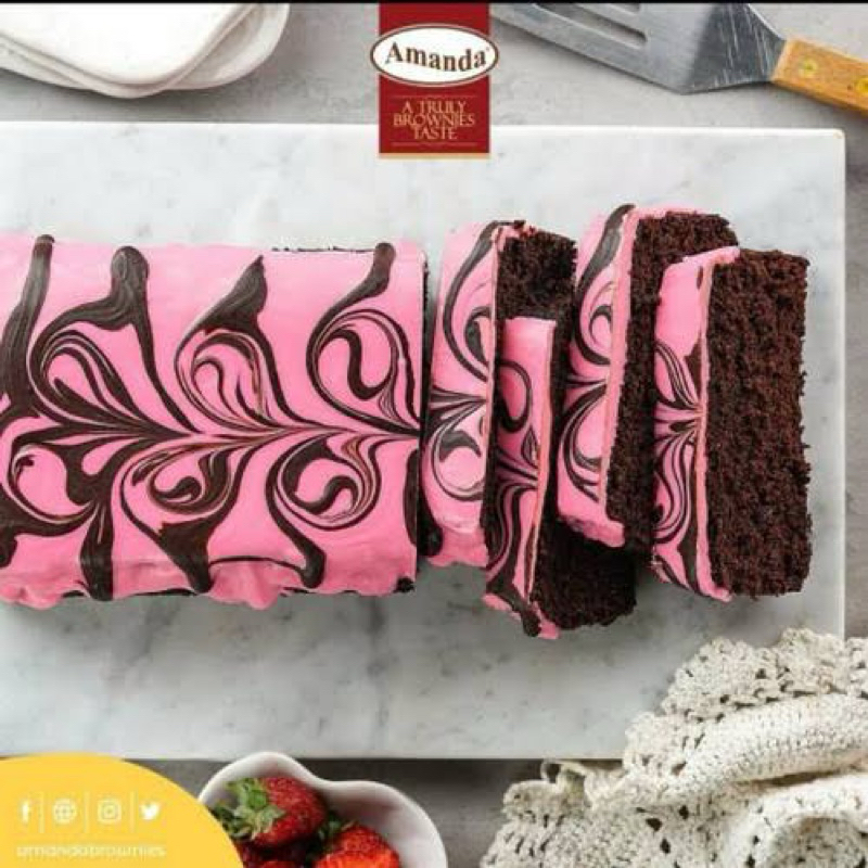 

Brownies Kukus Pink Marble Original Amanda Bandung/ Cemilan Snack Oleh Oleh Bandung