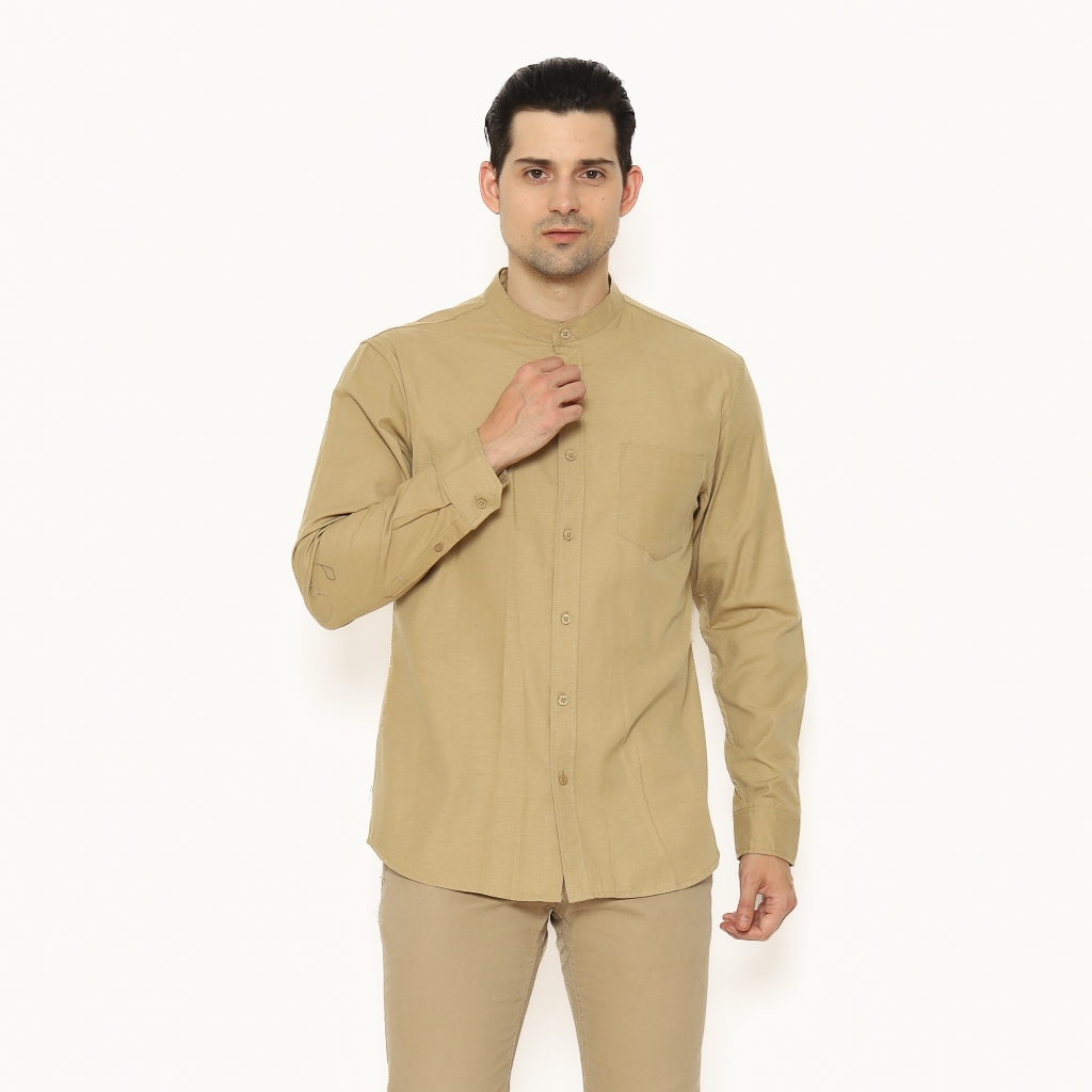 AMK Kemeja Pria Shanghai Polos SHG NOBI Premiere Solid Khaki