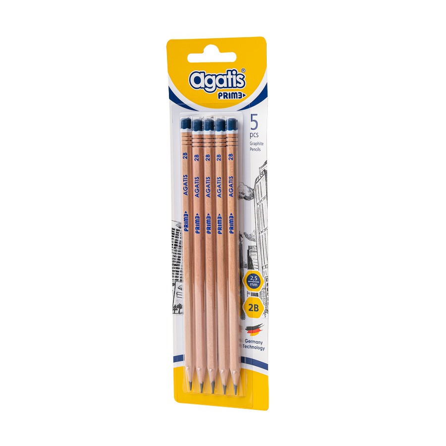 

Asaba Stationery - Agatis Prime - Pensil Tulis Natural 2B Blister Isi 5 Pcs