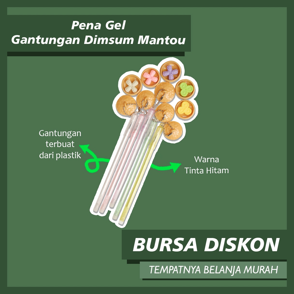 

Pena Gel Gantungan Dimsum Mantou Pen Bolpen Pulpen Bolpoin Ballpoint Karakter Pulpen Lucu