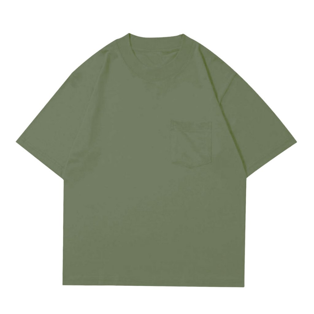 T-Shirt Oversize Pocket Kaos Polos 16s Heavyweight - Sage Green