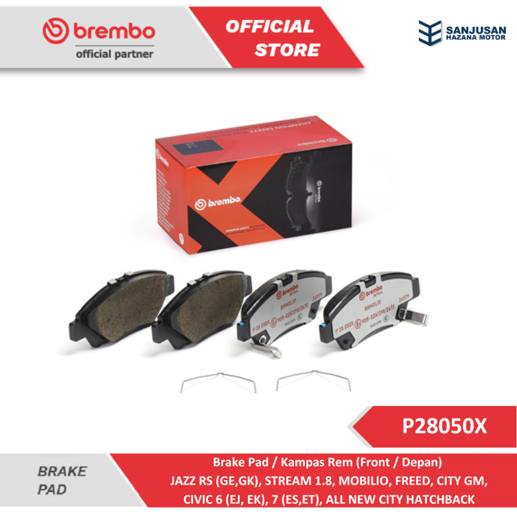 Brembo Brake Pad / Kampas Rem Honda Jazz Rs (Ge,Gk), Stream 1.8, Mobilio, Freed, City Gm, Civic 6 (E