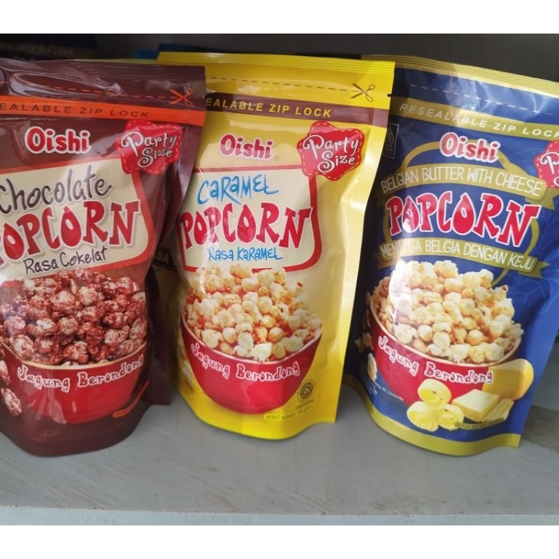 

OISHI POPCORN/MENTEGA BELGIA KEJU/CARAMEL/COKLAT