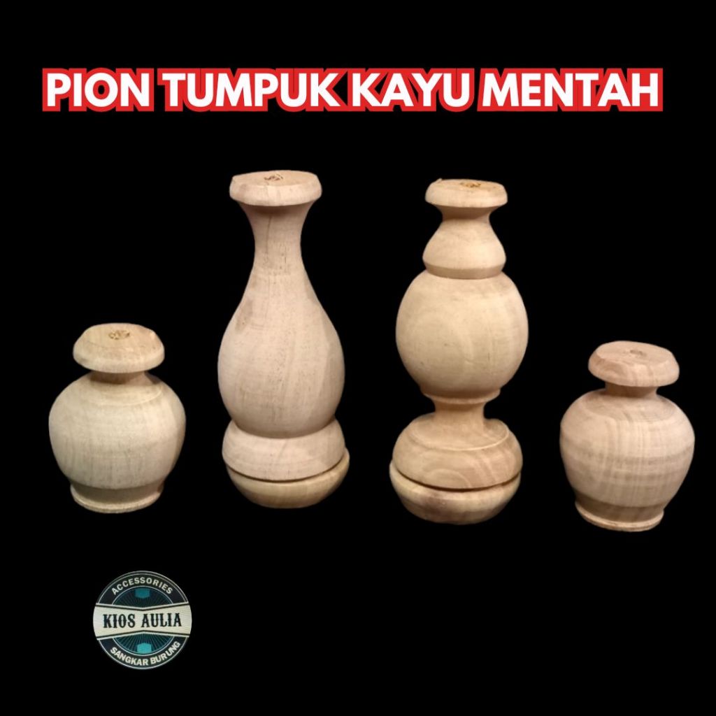(GROSIR ECER) PION TUMPUK MENTAH MURAI KAYU GANTUNGAN MAHKOTA SANGKAR MURAI 1 SET