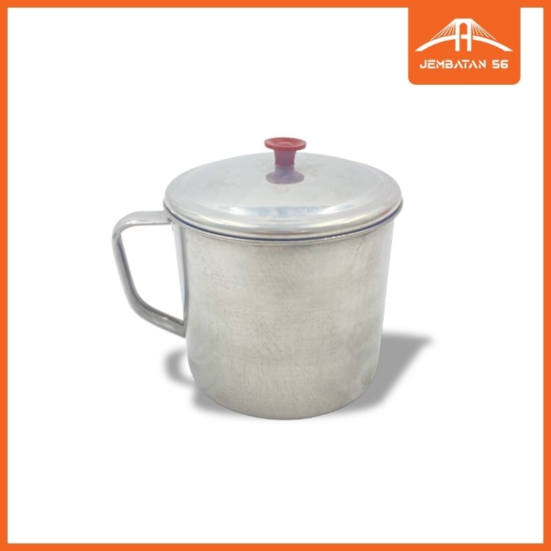 Mug Stainless + Tutup Besar Biasa