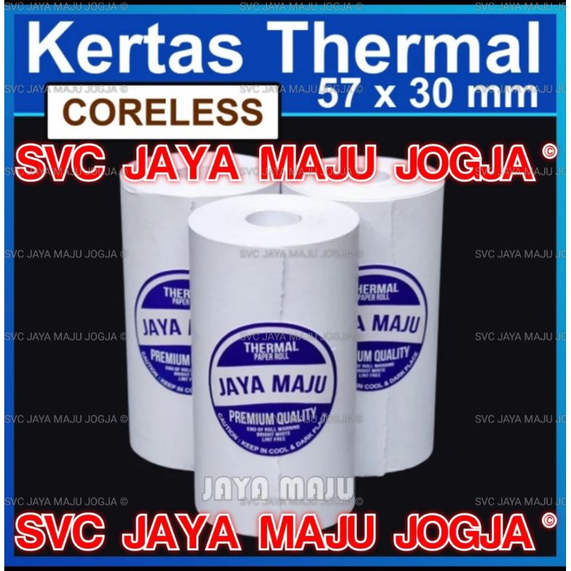 

57 X 30 JAYA MAJU PREMIUM QUALITY KERTAS THERMAL TANPA RIBBON DIRECT THERMAL || 57X30 57 MM X 30 MM THERMAL ROLL MINI PRINTER THERMAL KERTAS STRUK EDC ATM ANTRIAN PELAYANAN KARCIS PARKIR STRUK KASIR CAFE RESTO RESTORAN TOKO PULSA LISTRIK