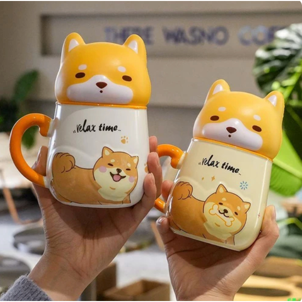 Mug Keramik Shiba Inu With Boneka Squishy Shiba Inu Koleksi Shiba Inu