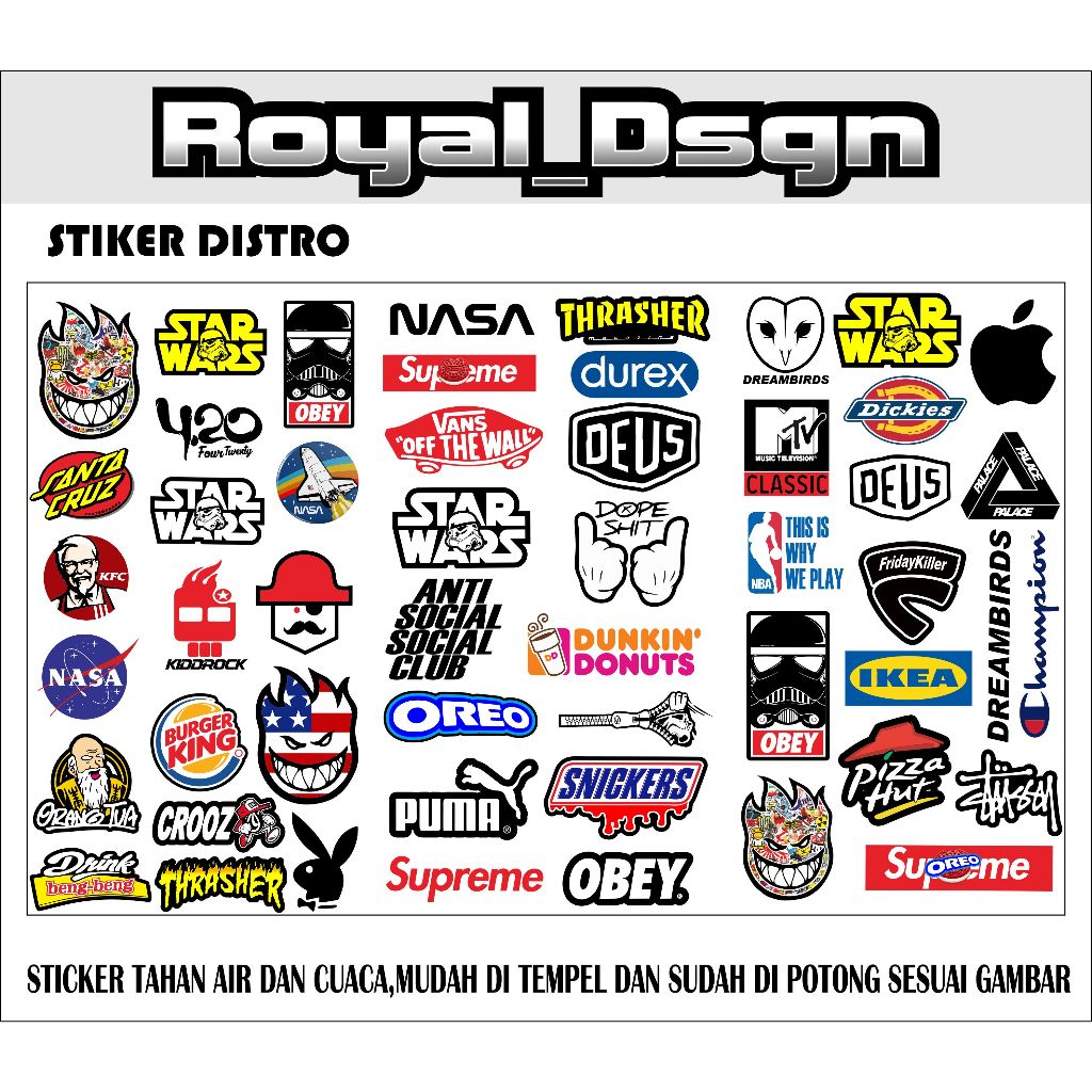 

STIKER PACK 100 PCS STICKER LOGO BRAND AESTHETIC STARWARS UNTUK CASE TUMBLER HP LAPTOP DLL