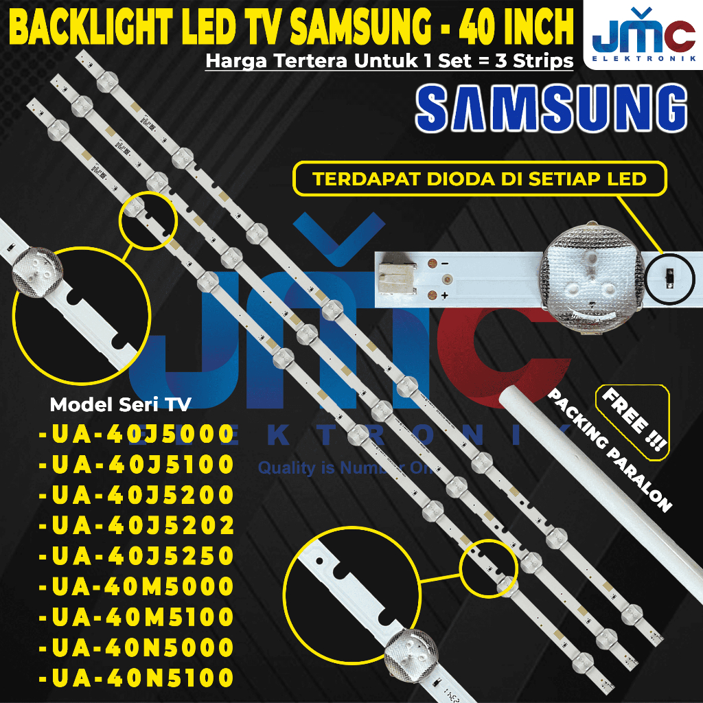 BESTPROMO Backlight TV SAMSUNG 40 Inch UA40J5000 UA40J5100 UA40J5200 UA40J5202 UA40J5250 UA40N5000
