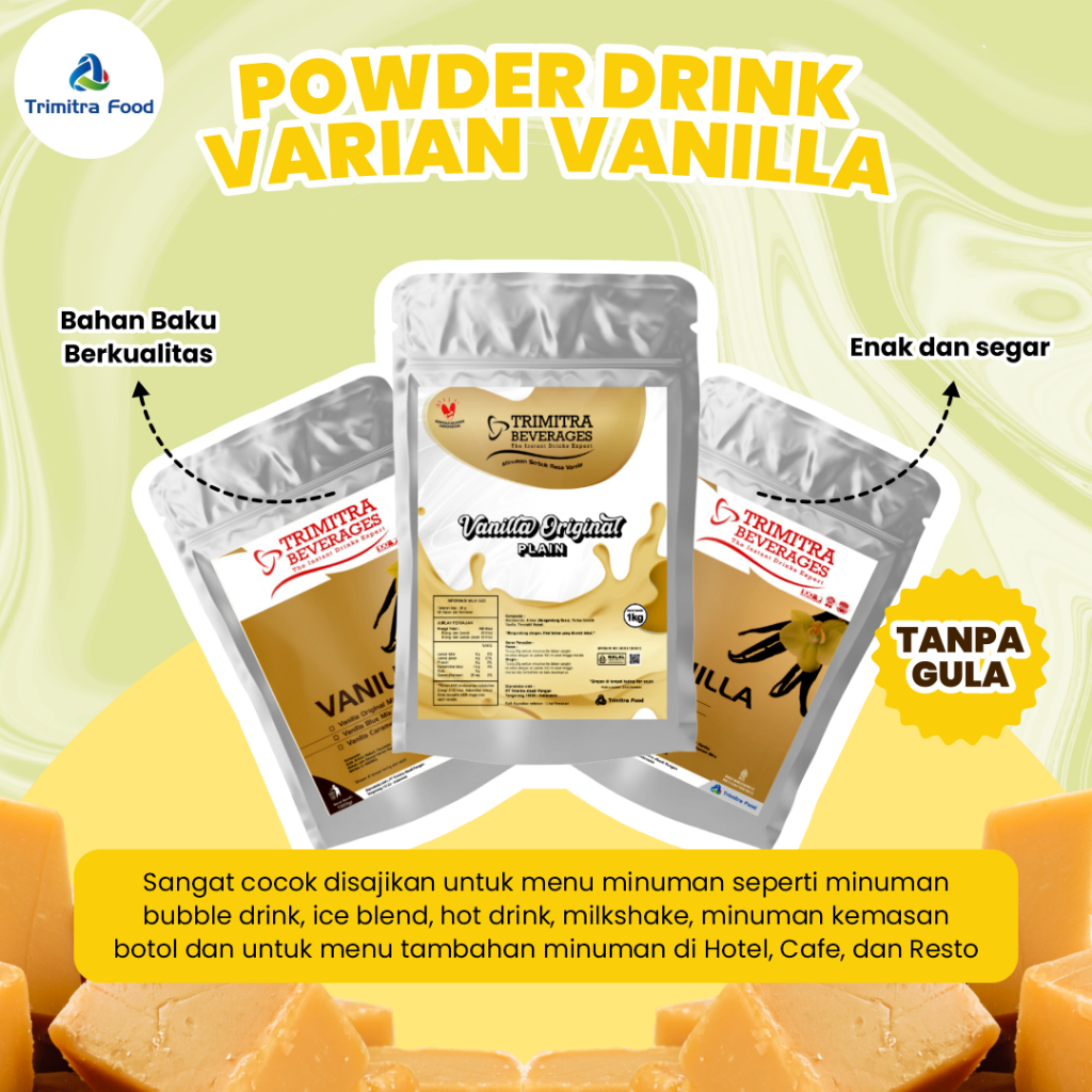 

Bubuk Minuman Powder Drink Aneka Rasa Varian Vanilla Plain Tanpa Gula 1 Kg Halal