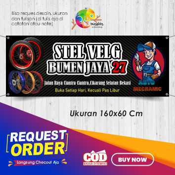Spanduk Banner 160x60 Bengkel Stel Velg Repaint Velg Motor