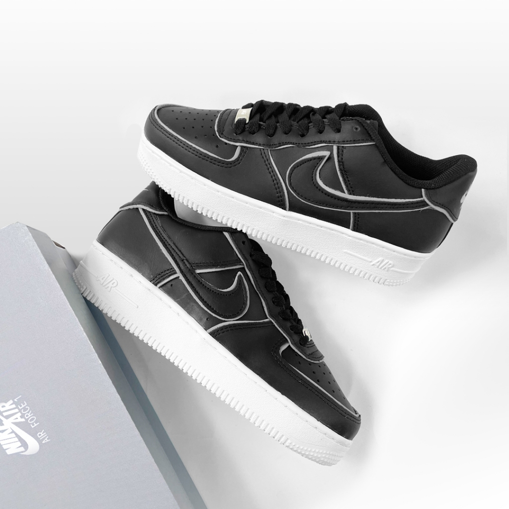 SEPATU SNEAKERS PRIA WANITA - NK AIR FORCE 1 - BLACK GREY WHITE - BEST SELLER IMPORT HIGH QUALITY