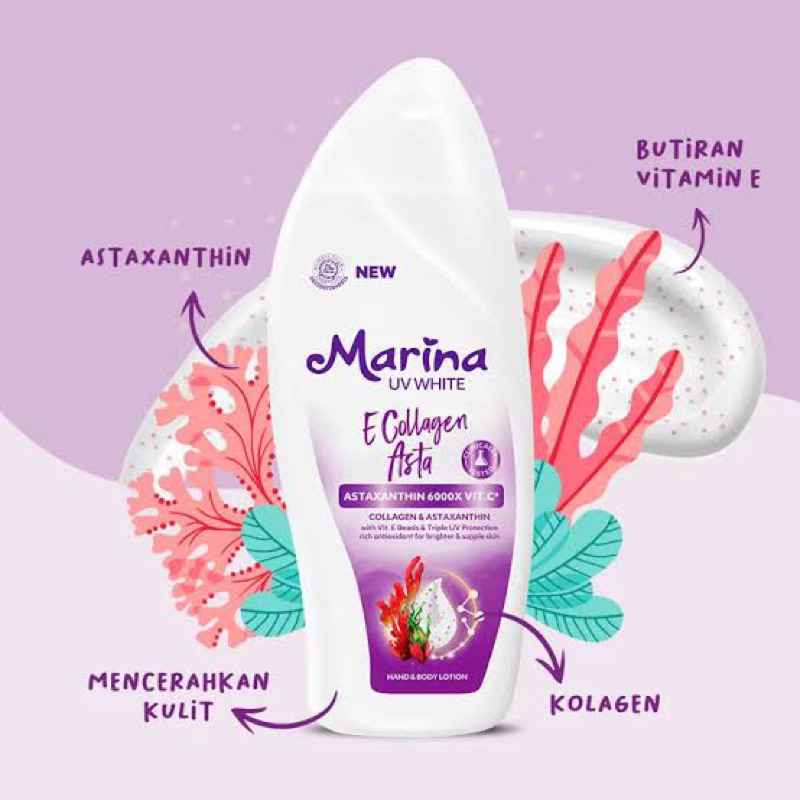 MARINA Hand & Body Lotion UV White E Collagen Asta - Kecil