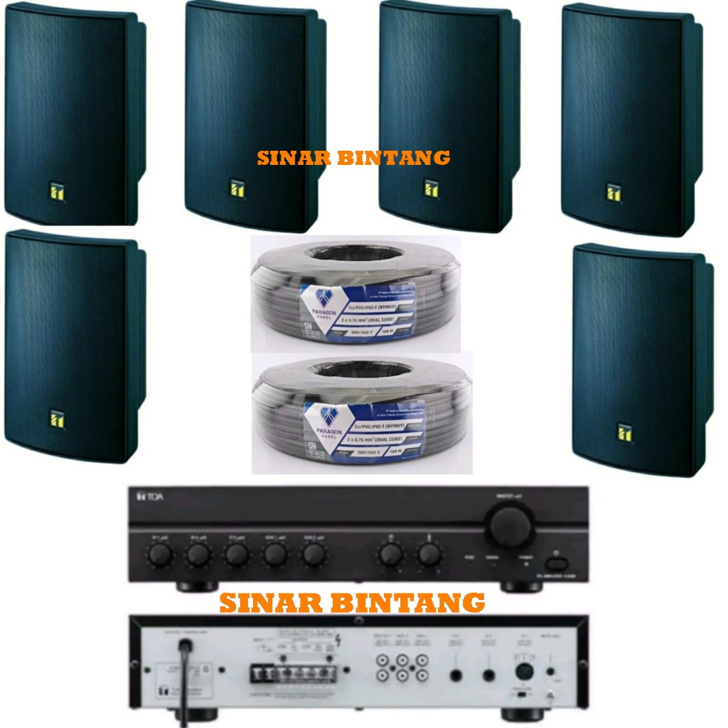 PAKET TOA 6 SPEAKER DALAM AMPLI ZA2120 ZA 2120  PLUS 100 meter KABEL
