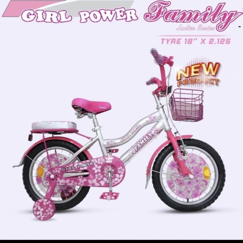 sepeda anak mini family girl power 12 inch, 16 inch, 18 inch, 20 inch