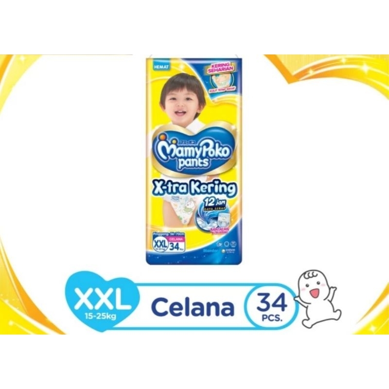 MamyPoko Jumbo XXL34 | Mamypoko pants jumbo x-tra kering XXL34 | manypoko XXL34