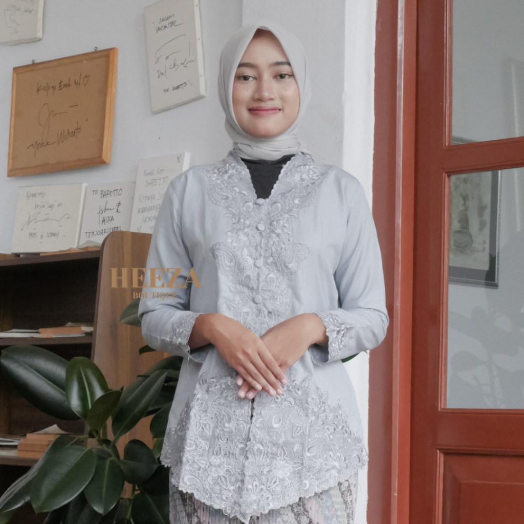 Heeza - Kebaya Encim Modern Katun Karini Premium Abu-abu