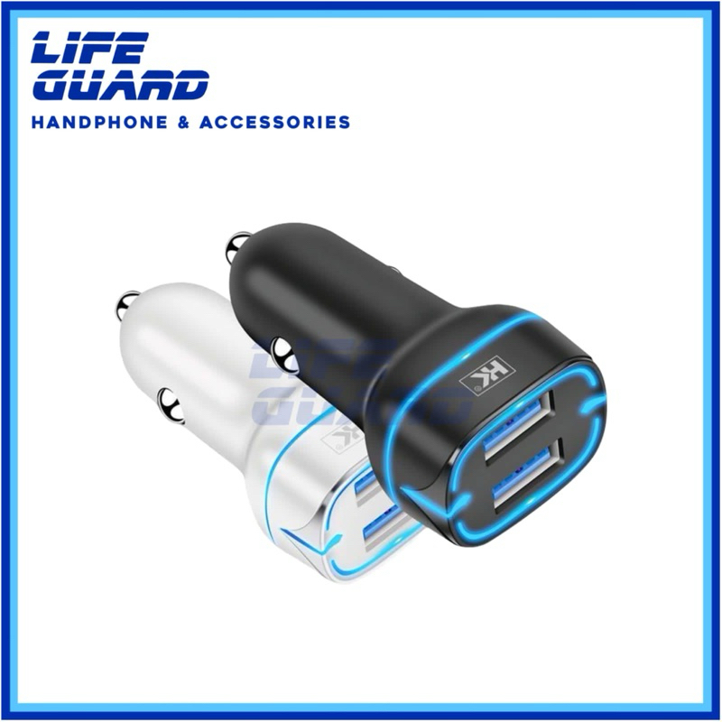 CAR CHARGER HK K09 FAST CHARGING SAVER MOBIL CHARGER 2USB LED + KABEL MICRO USB ORIGINAL HK