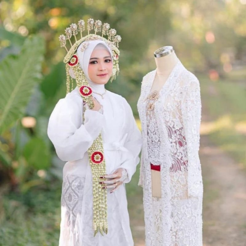 Gaun Kimono Makeup Robes Wedding Robe Pengantin Bridesmaid  Bride Mewah Organza Payet Mutiara Premiu