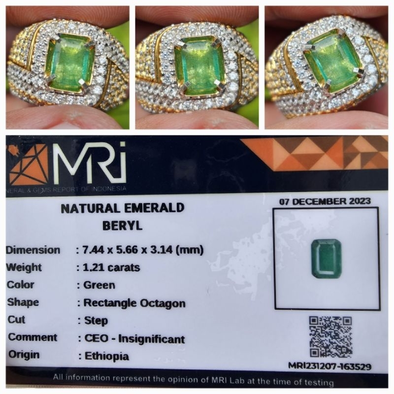 Natural Zamrud Green Emerald Beryl Insignificant Memo 1.21 crt