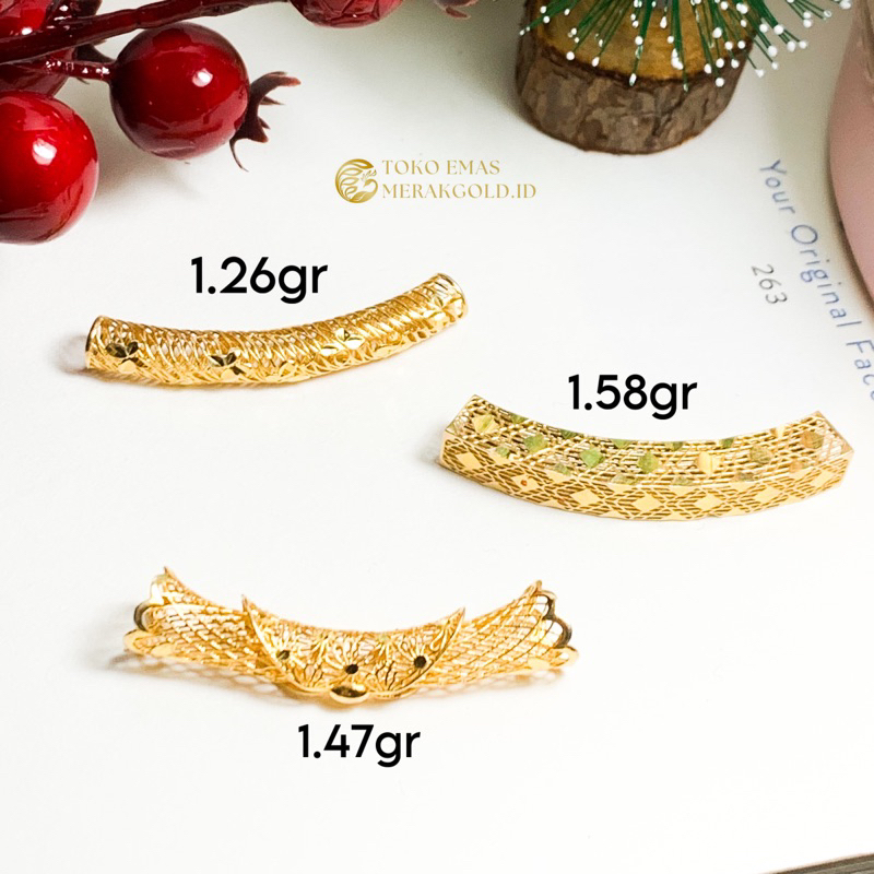 Charm Emas Gelang Tali Liontin Charm Bambu Emas Hati Charm Bola Emas Charm Bintang Kadar 700