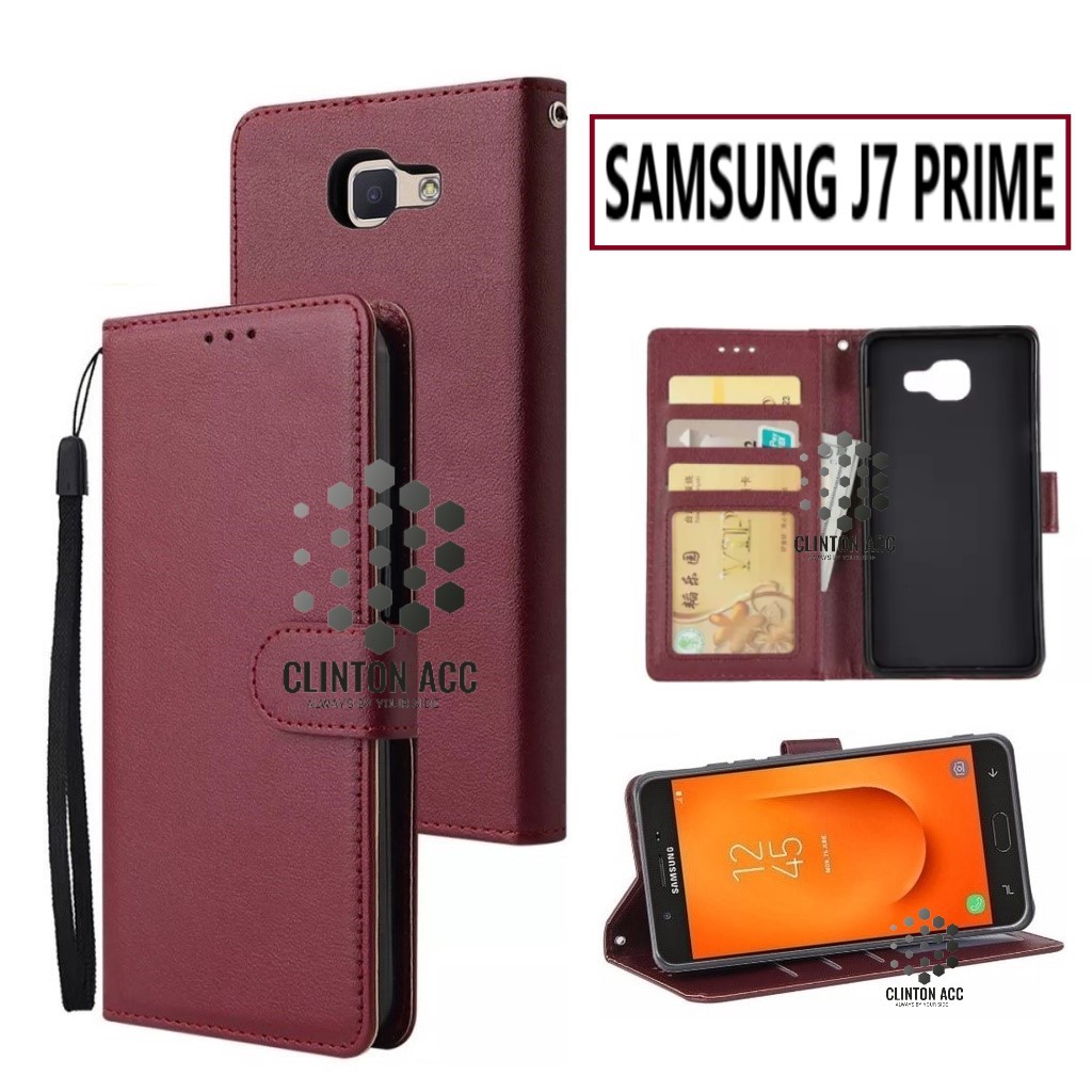 CASE HP SAMSUNG J7 PRIME FLIP WALLET LEATHER DOMPET KULIT SOFTCASE PREMIUM FLIP COVER SARUNG BUKA TU