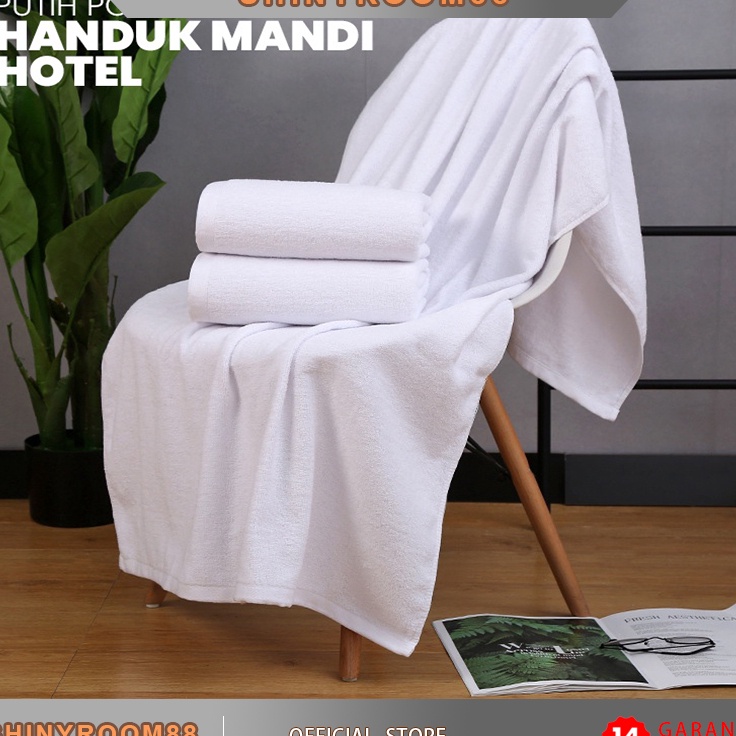 ORIGINAL Handuk Mandi Dewasa Handuk Hotel Bahan Katun Ukuran 7cm x 14cm Bath Towel Putih Polos Stand