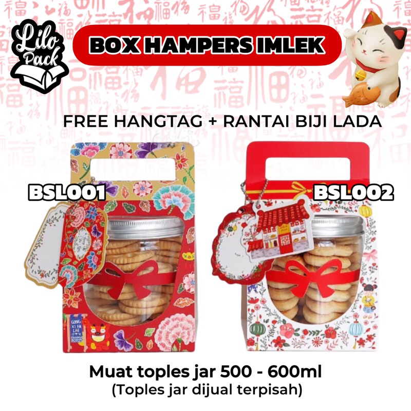 

Box Hampers Imlek Sleeve Handle utk Toples 500-600ml / Box Hampers Sincia CNY / Kotak Packaging Imlek