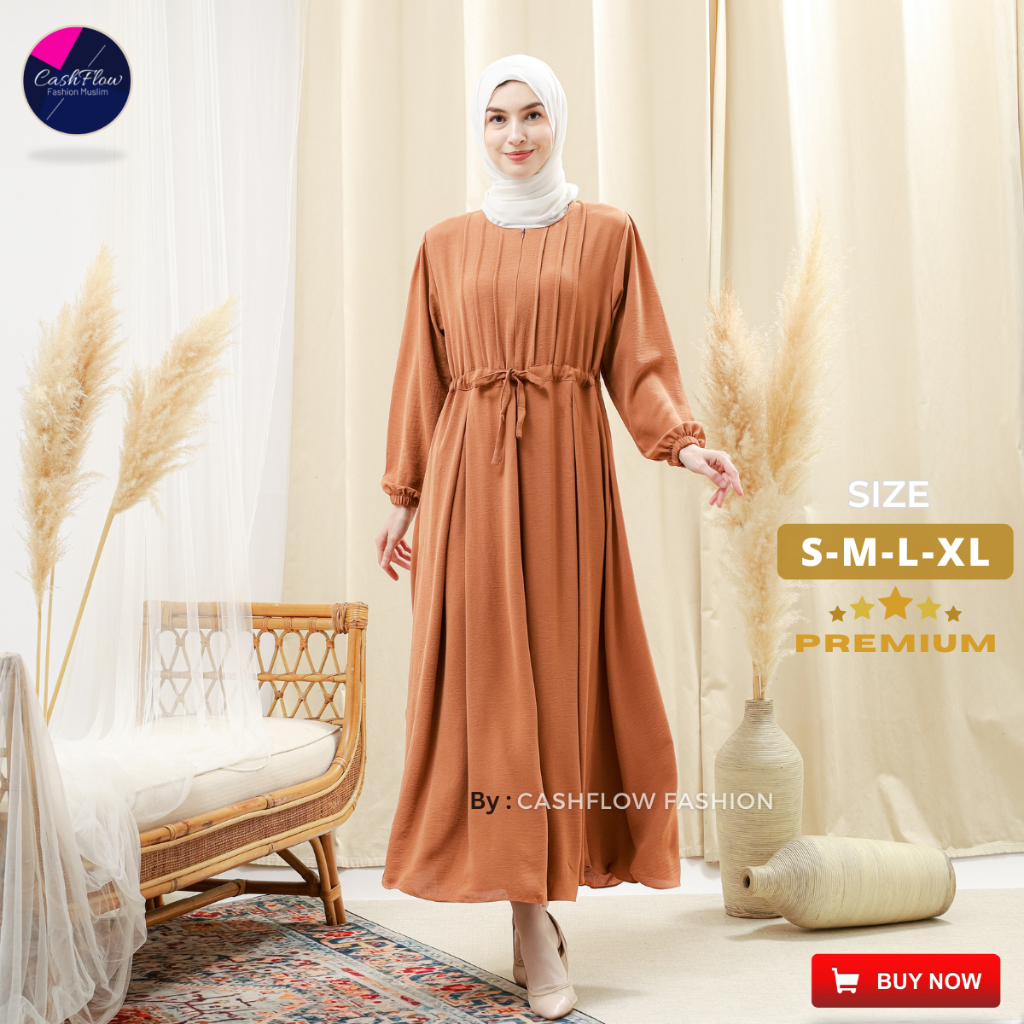 Baju Gamis Remaja Wanita Muslim Model Polos Terbaru Bahan Crinkle Premium Lebaran 2024