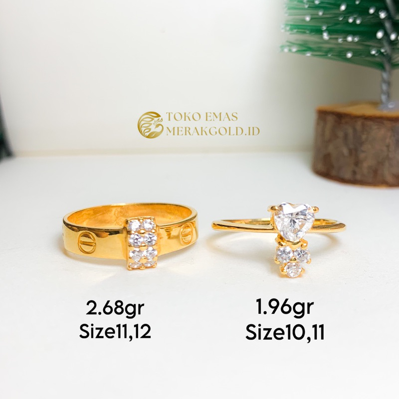 Cincin Emas Mata Satu Diamond Looks LIMITED EDITION‼️Cincin Ayu Gold PerMata Hati Putih Emas Kadar 7