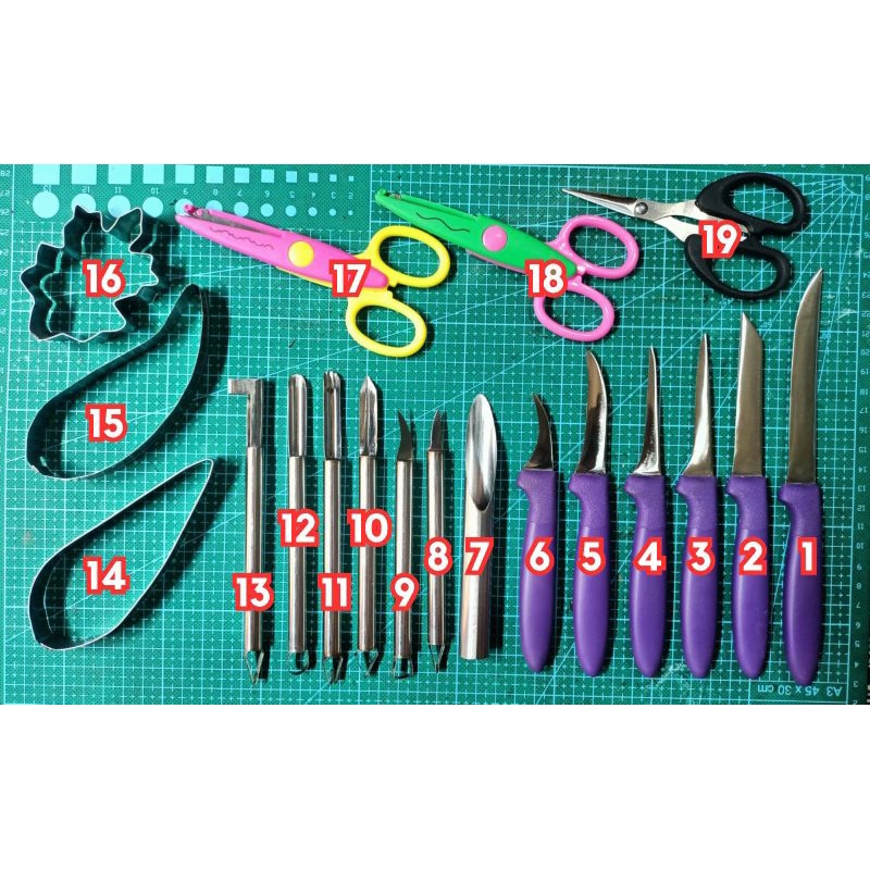 Pisau Garnish Premium Ungu Merah Satuan