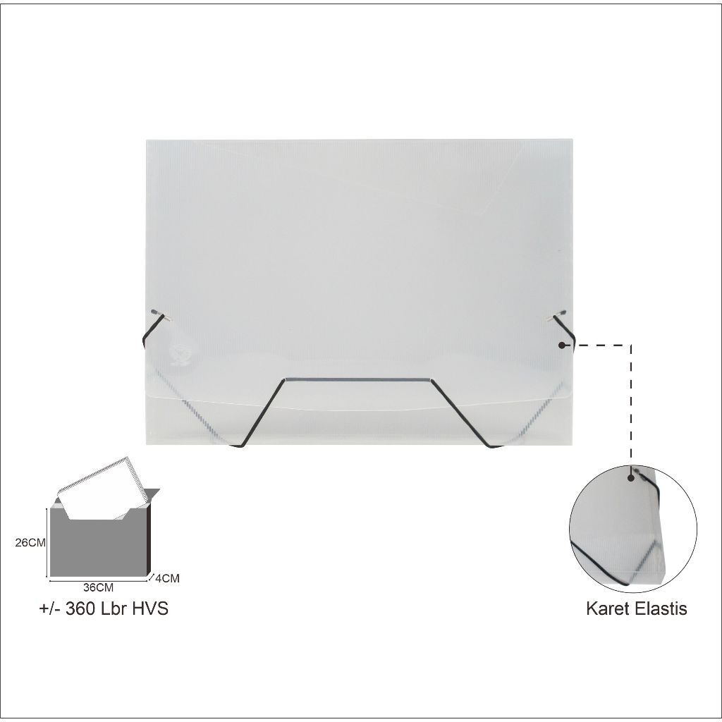 

EAGLEFiles Carry File Box Banded Transparan Tebal 4 Cm F4 (Folio) / Tas Dokumen / Map Dokumen Tali Karet Elastis