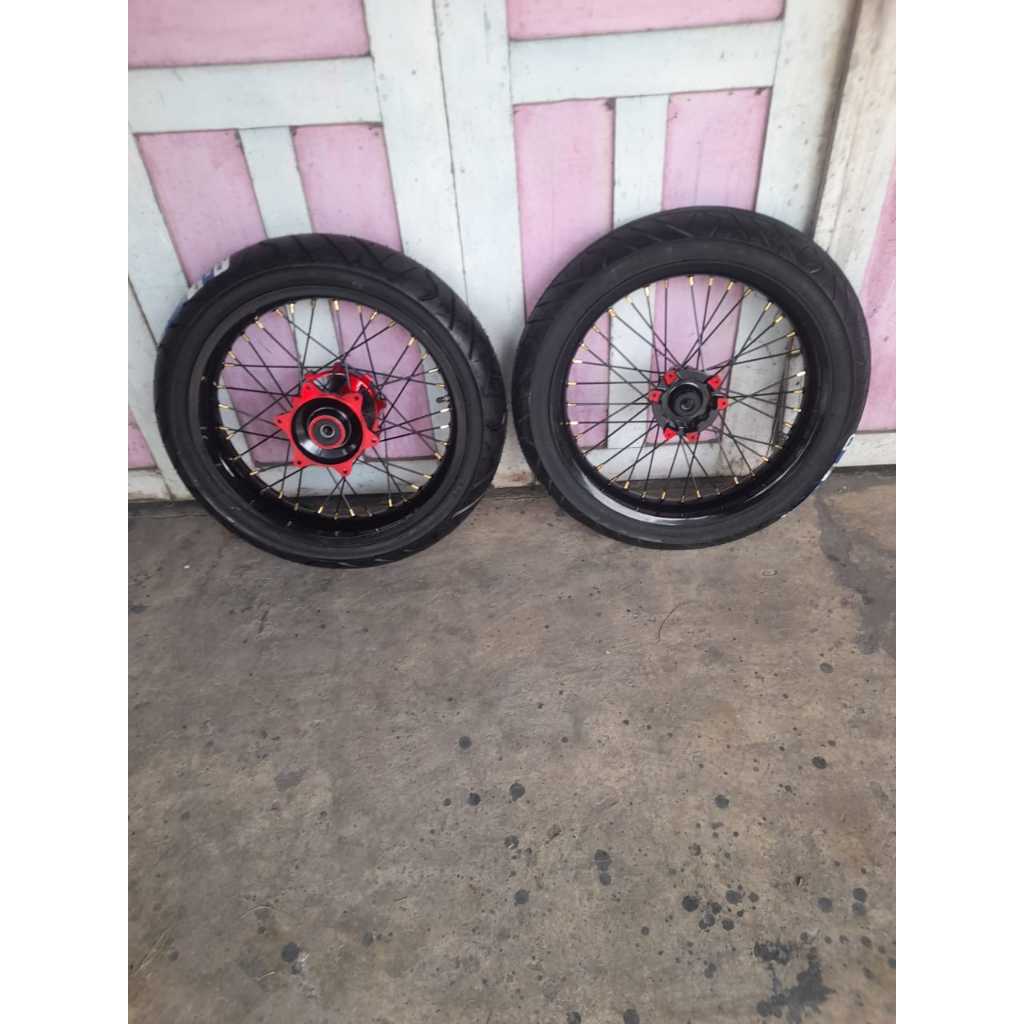 ban set supermoto crf 150 l ring 17 wheelset sumo crf150l ukur 300 350 ban irc baru
