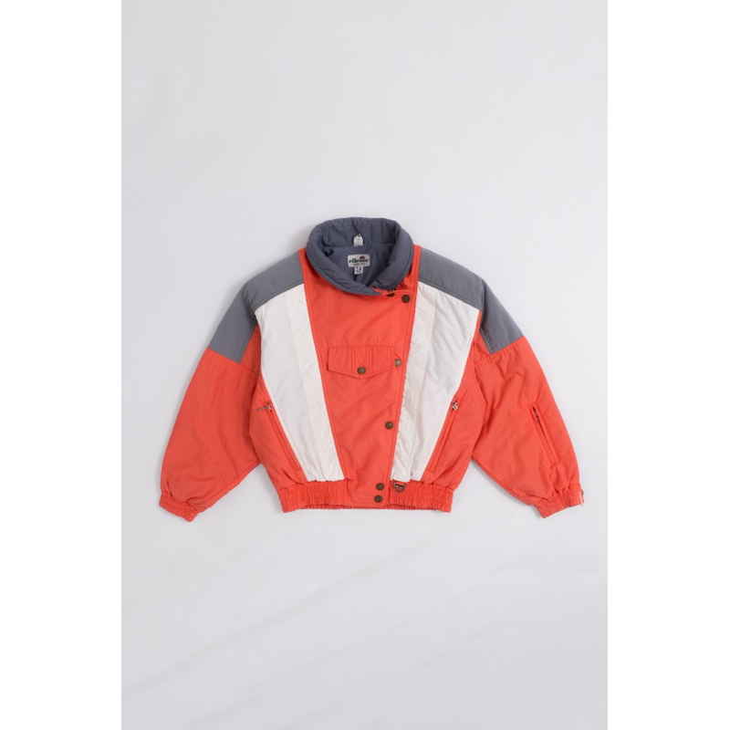 Ellesse Crop Vintage Racing Jacket Unisex Colorbock Orange Putih Abu