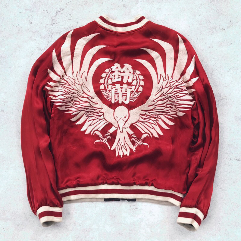 Eagle Hawk Suzuran High School X Shunga Noh Theatre Ryu Hokusai Reversible Sukajan Embroidery