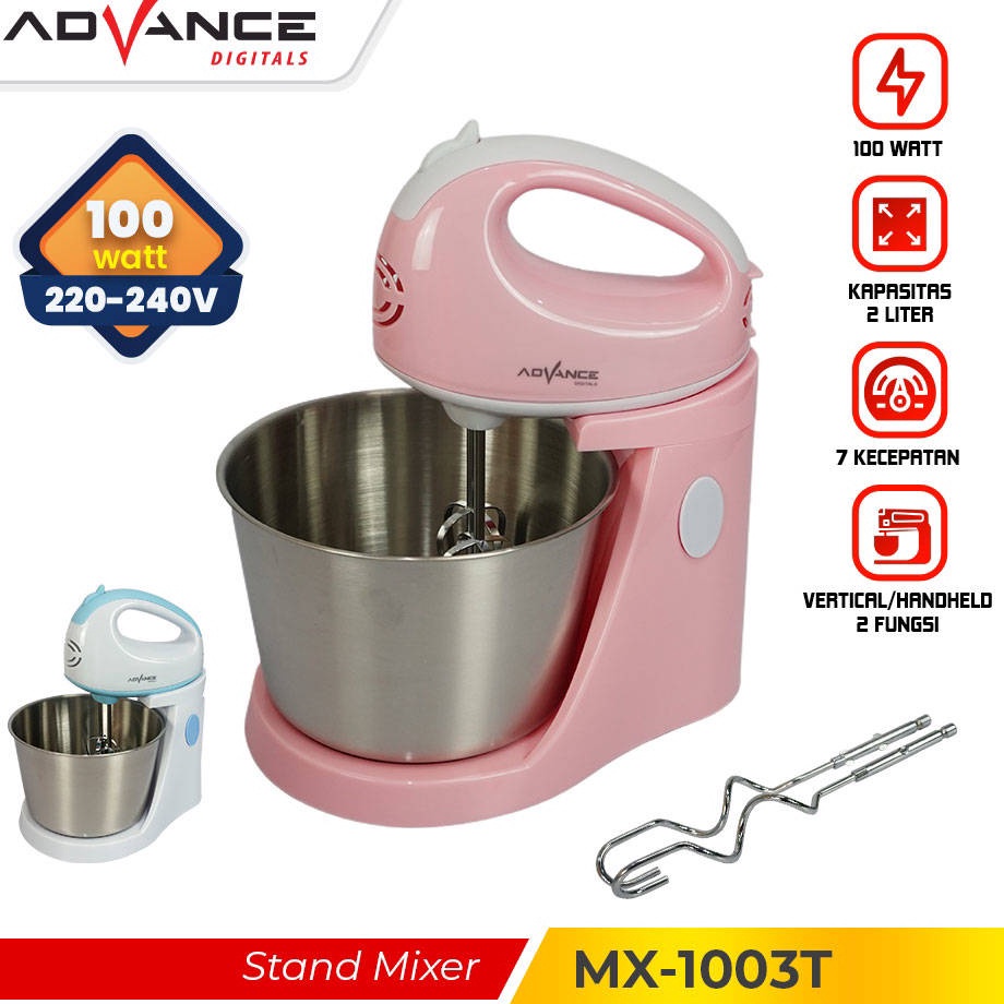 Bof Stand Mixer Advance MX13T  Mangkuk Stainles  2Liter  Pengocok Telur Mesin Roti 7 Kecepatan Penga