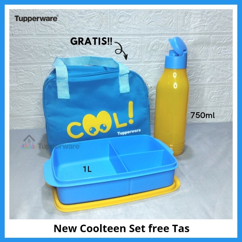 Paket Bekal Tupperware Gratis Tas - New Coolteen Biru Kuning