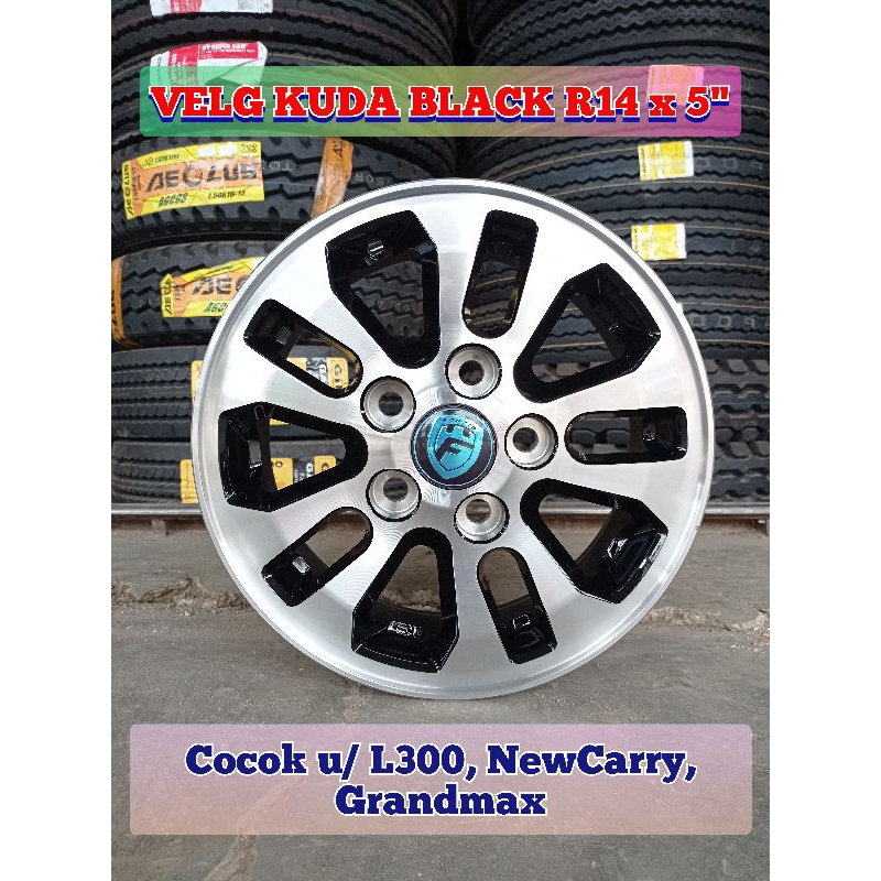 Velg Kuda Black Polish R14 ORIGINAL PAKO (1 biji), cocok untuk L300, Granmax, NewCarry bermuatan ber