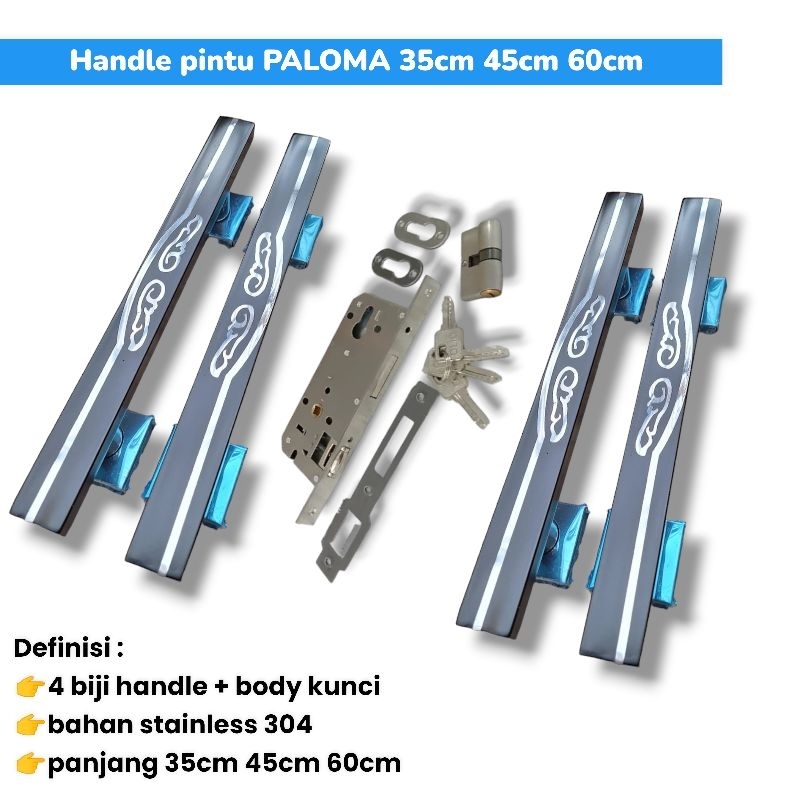 paket komplit handle pintu rumah minimalis motif kotak paloma 35cm 45cm 60cm gagang pintu rumah