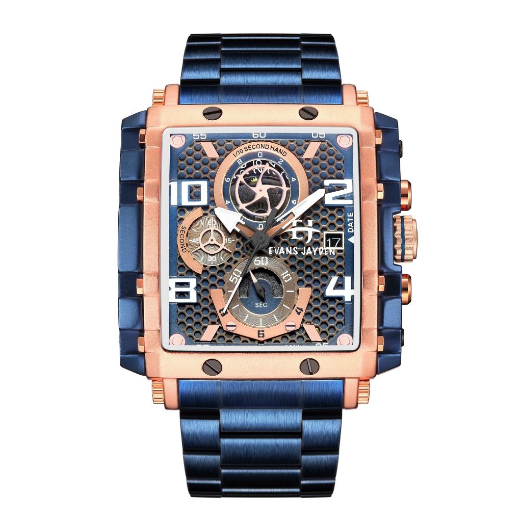 Jam Tangan Evans Jayden 9839 Original Stainlees Kaca Saphire Chrono,Tanggal Aktif Garansi 1 tahun