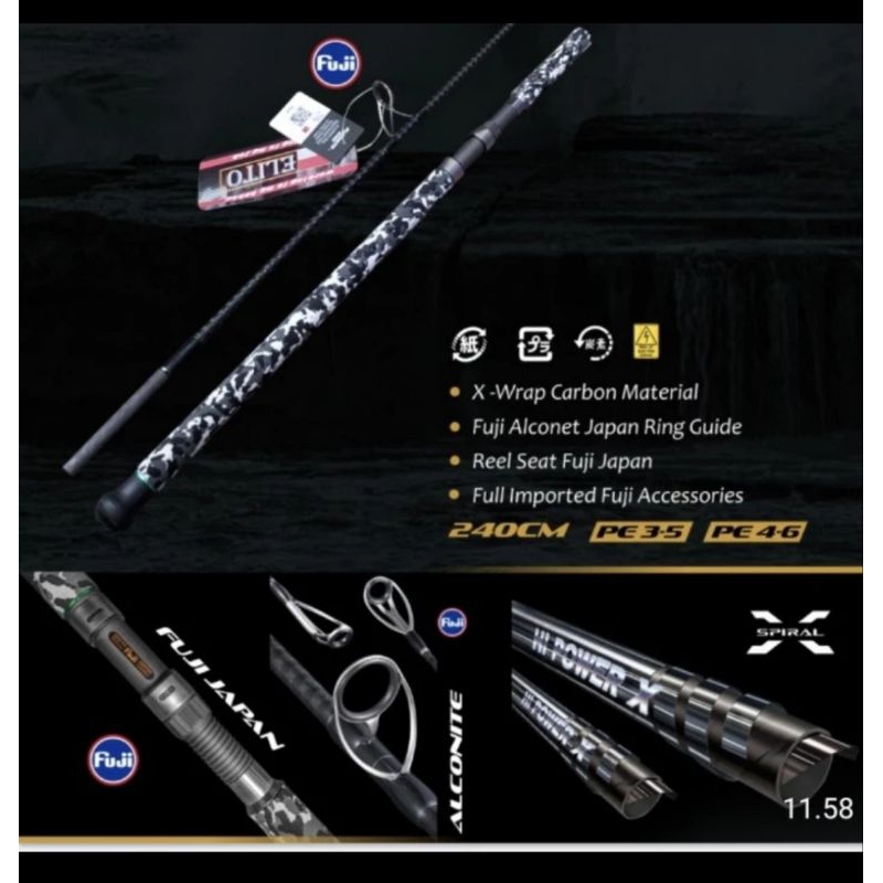 joran pancing elito gt hunter gen II 802 busa army type popping spinning