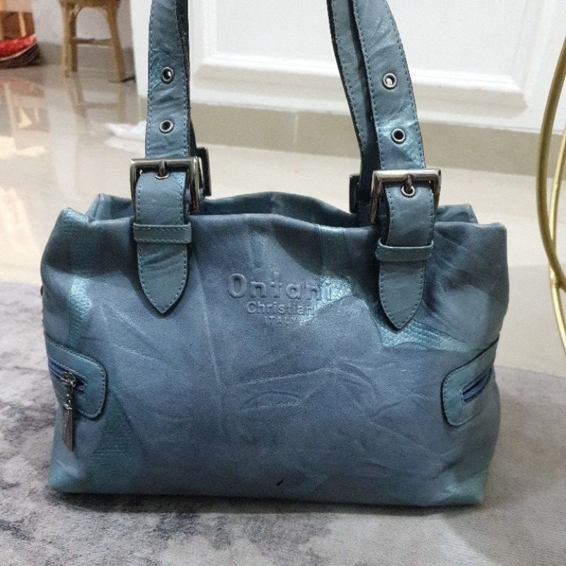 Tas Preloved Top Handle bag Christian Ontani Kulit Asli (Handbag)