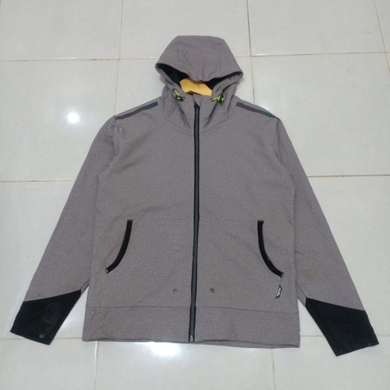 jaket Zip Hoodie Find out softshell abu-abu grey size M original Murah