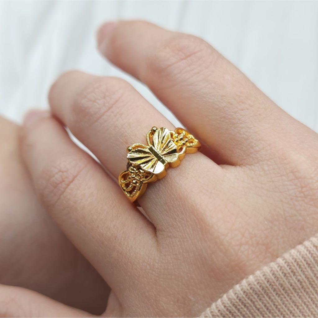 Cincin Kupu Kupu Cincin Dewasa Emas Muda 1 Gram