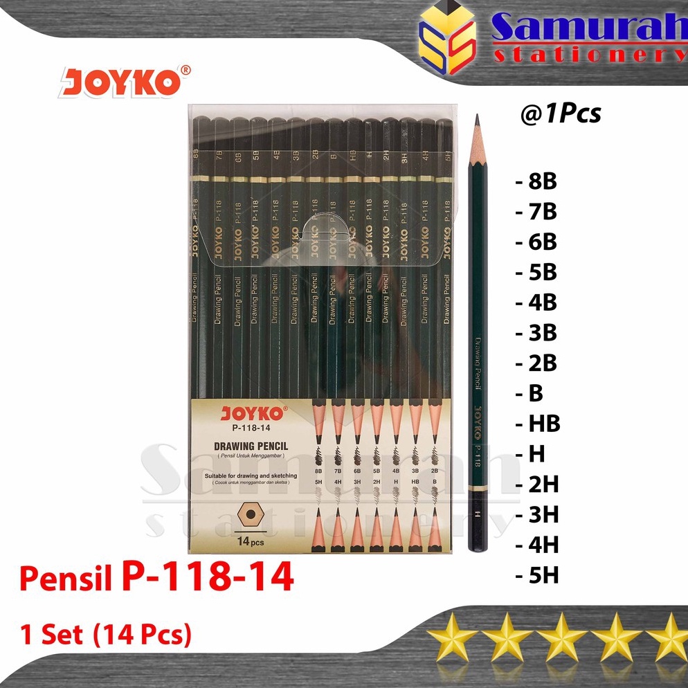 

VIRAL Drawing Sketch Pencil Joyko P11814 Pensil Kayu Gambar Sketsa Set Lengkap P 118 isi 14 Pcs