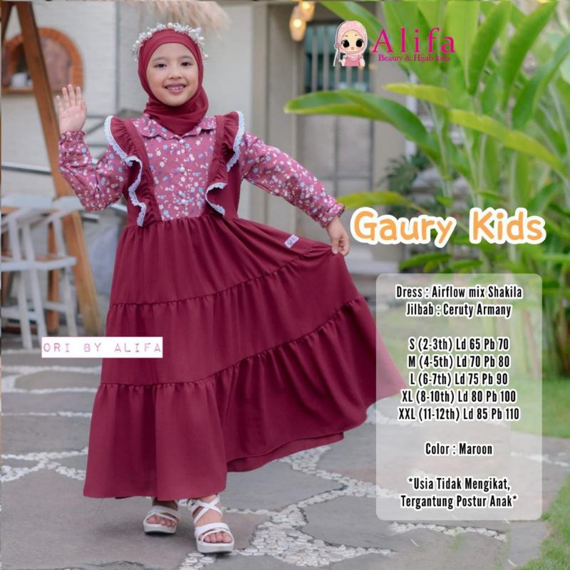 Gaury kids gamis SET HIJAB ori ALIFA