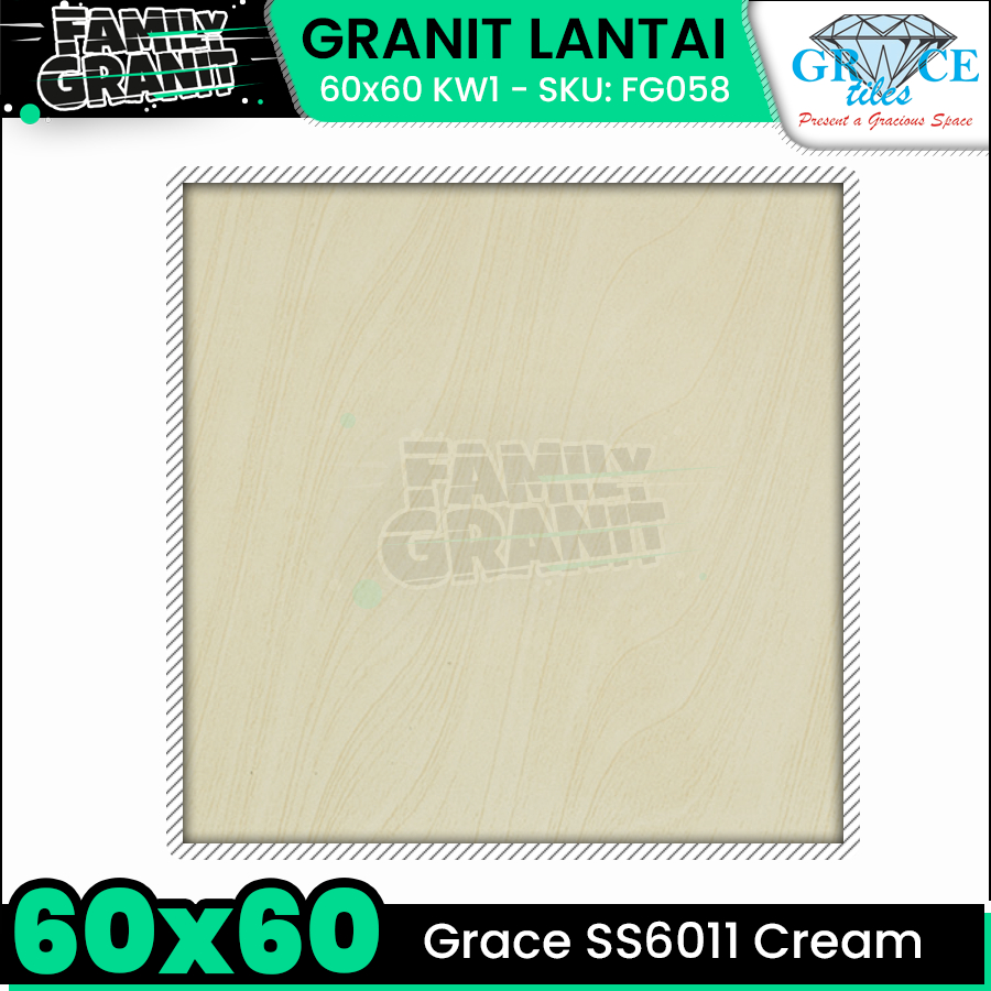 Granit Motif Kayu 60x60 Grace SS6011 Cream Lantai Super Glossy KW1