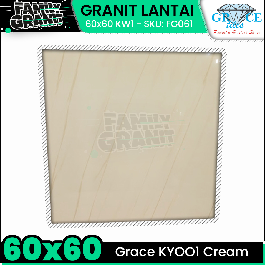 Granit Motif Kayu 60x60 Grace KYOO1 Cream Lantai Super Glossy KW1