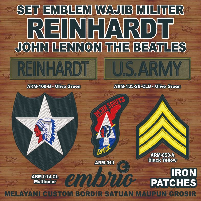 Emblem baju wamil John Lennon REINHARDT jaket wajib militer The Beatles us army -  Embrio Patch Embr